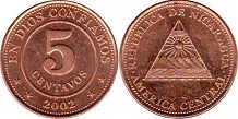 moneda Nicaragua 5 centavos 2002