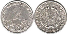 moneda Paraguay 2 pesos 1925