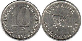 coin Romania 10 lei 1992