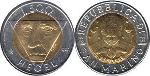 moneta San Marino 500 lire 1996