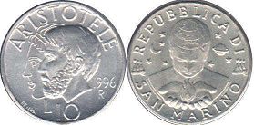 moneta San Marino 10 lire 1996