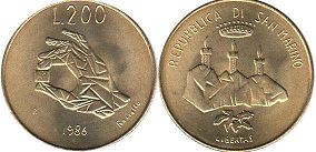 moneta San Marino 200 lire 1986