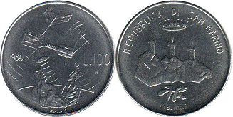 moneta San Marino 100 lire 1986