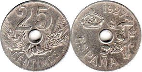 moneda España 25 céntimos 1927