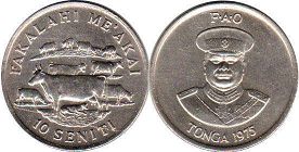 coin Tonga 10 seniti 1975