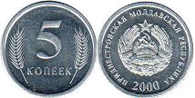 coin Transnistria 5 kopek 2000
