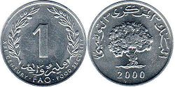 coin Tunisia 1 millim 2000