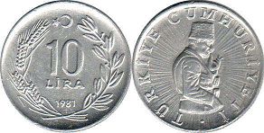 coin Turkey 10 lira 1981