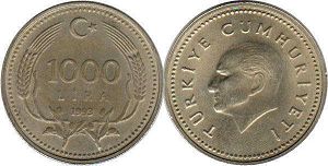 coin Turkey 1000 lira 1993