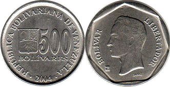 moneda Venezuela 500 bolivares 2004