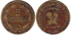 moneda Venezuela 5 centimos 1944