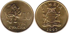 coin Zambia 10 kwacha 1992