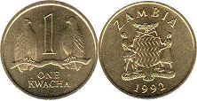 coin Zambia 1 kwacha 1992
