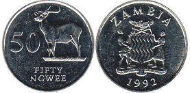 coin Zambia 50 ngwee 1992