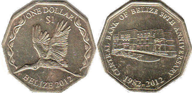 2$ UNC COIN 2011 YEAR 30th ANNI INDEPENDENCE BELIZE 