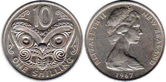 coin New Zealand 10 cents 1967