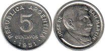 moneda Argentina 5 centavos 1951