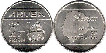 coin Aruba 2.5 florins 1986