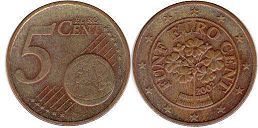 pièce L'Autriche 5 euro cent 2002