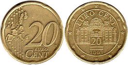 moneta Austria 20 euro cent 2003