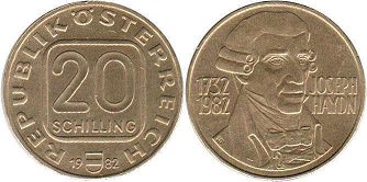 Münze Österreich 20 schilling 1982