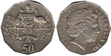australian commemmorative coin 50 cents 2001