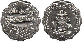 coin Bahamas 10 cents 1975