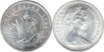 coin Bahamas 1 dollar 1966