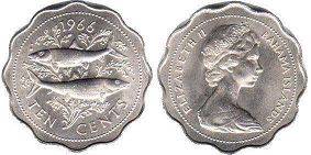 coin Bahamas 10 cents 1966