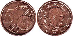 moneda Bélgica 5 euro cent 2015