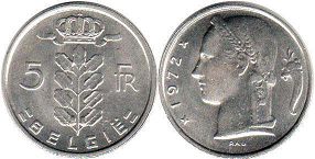 coin Belgium 5 francs 1974