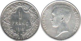 coin Belgium 1 franc 1914