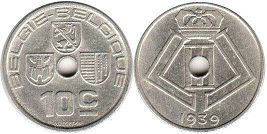 pièce Belgique 10 centimes 1939