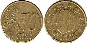 mynt Belgien 50 euro cent 2004
