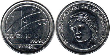 coin Brazil 1 new cruzado 1989