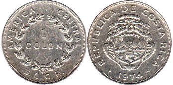 coin Costa Rica 1 colon 1974