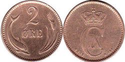 mynt Danmark 2 öre 1902