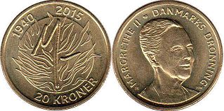mynt Danmark 20 krone 2015