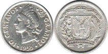 coin Dominican Republic 10 centavos 1953