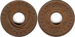 coin BRITISH EAST AFRICA 1 cent 1950