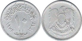 coin Egypt 10 milliemes 1972