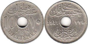 coin Egypt 10 milliemes 1917