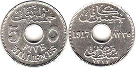 coin Egypt 5 milliemes 1917