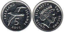 coin Falkland 5 pence 2011