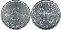 mynt Finland 5 pennia 1983