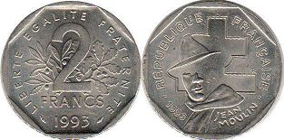 moneda Francia 2 francos 1993