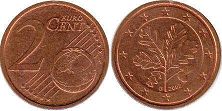 mynt Tyskland 2 euro cent 2002