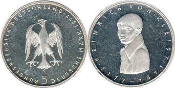 monnaie Allemagne 5 mark 1977
