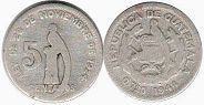 moneda antigua Guatemala 5 centavos 1941