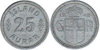 coin Iceland 25 aurar 1942